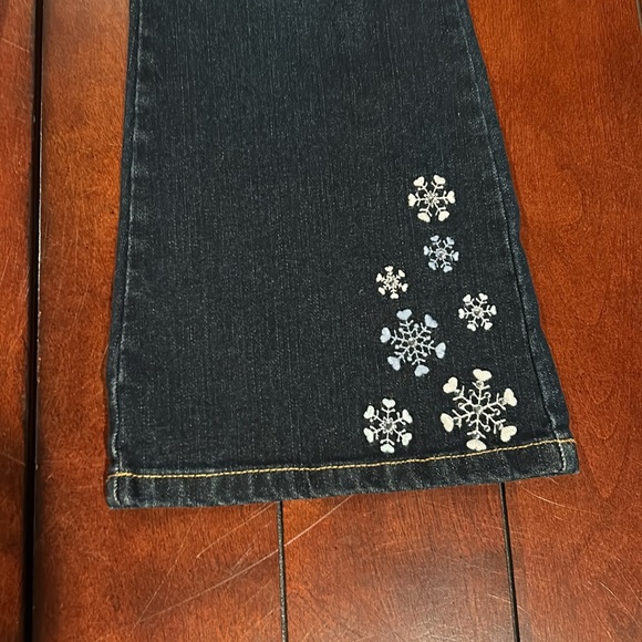 NWOT Gymboree 2008 Winter Snowflake Rhinestone Snowflake Denim Boot cut Jeans 8+ - Picture 6 of 15